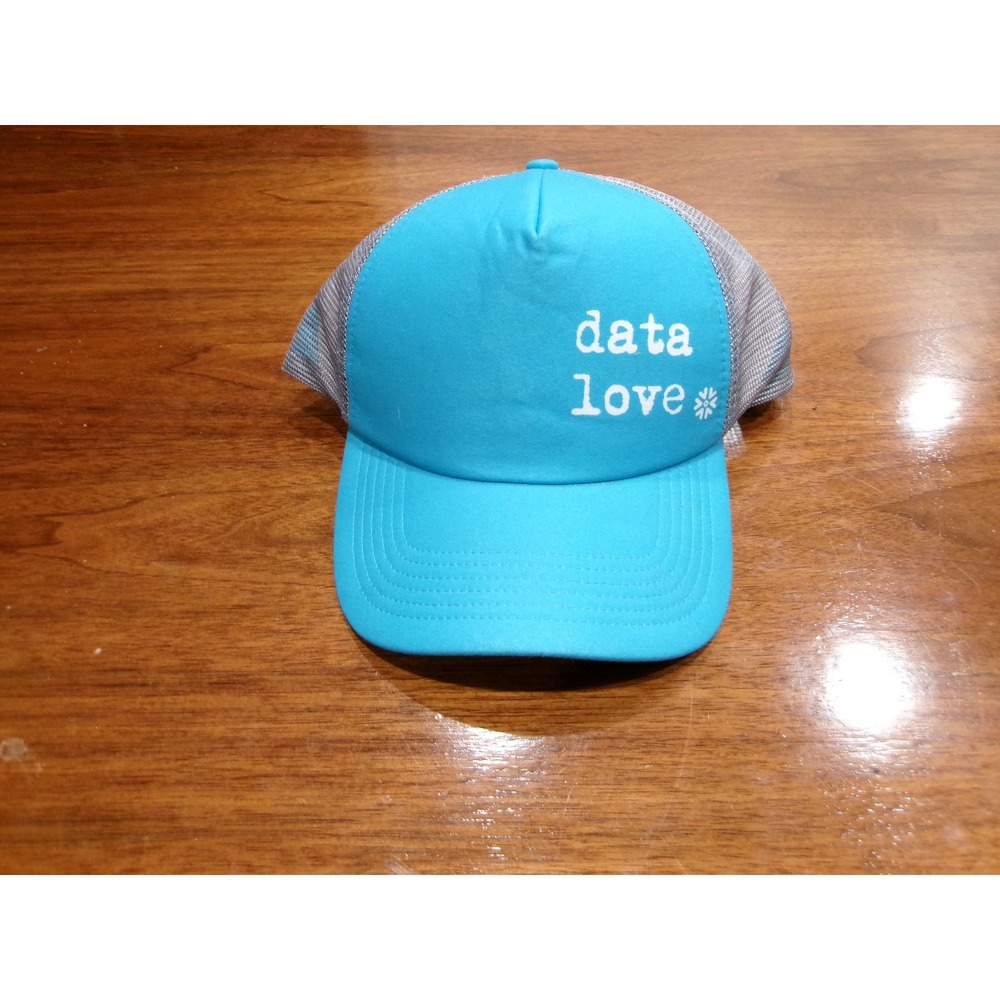 Bigtruck Data Love Trucker Hat Cyan Blue Grey Mesh Snapback Cap NWT